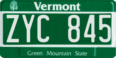 VT license plate ZYC845