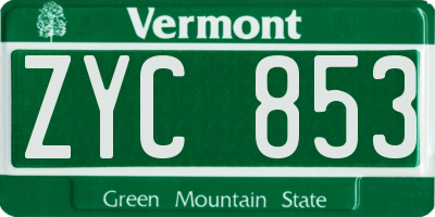 VT license plate ZYC853