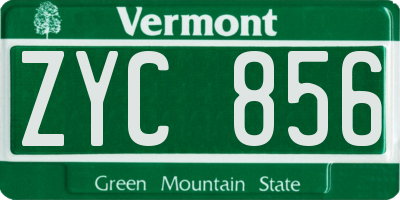 VT license plate ZYC856