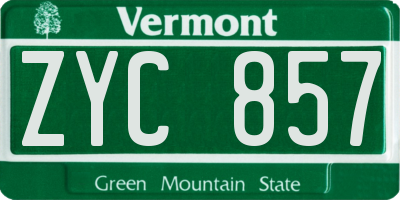 VT license plate ZYC857