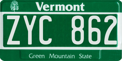 VT license plate ZYC862