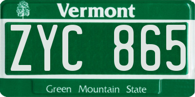VT license plate ZYC865