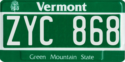 VT license plate ZYC868