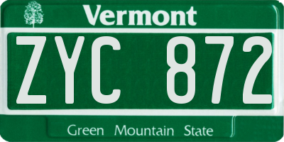 VT license plate ZYC872