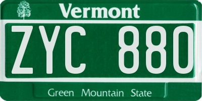 VT license plate ZYC880