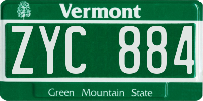 VT license plate ZYC884
