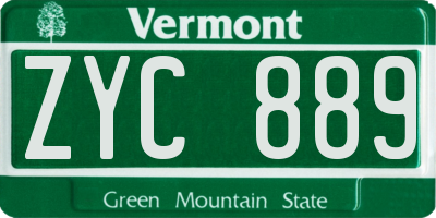 VT license plate ZYC889