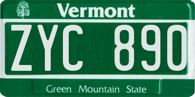 VT license plate ZYC890