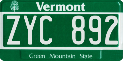 VT license plate ZYC892