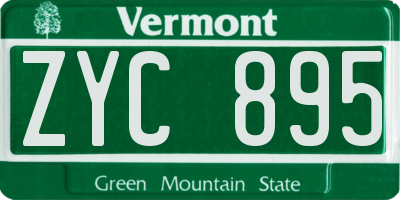 VT license plate ZYC895