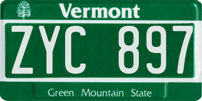 VT license plate ZYC897