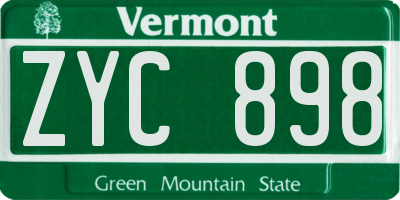 VT license plate ZYC898