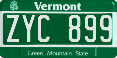 VT license plate ZYC899