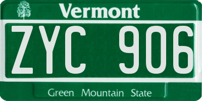 VT license plate ZYC906