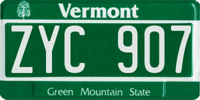 VT license plate ZYC907
