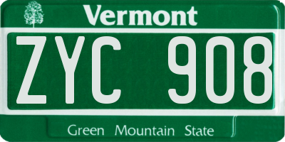 VT license plate ZYC908