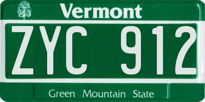 VT license plate ZYC912