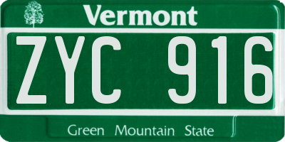 VT license plate ZYC916