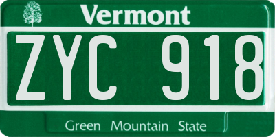 VT license plate ZYC918