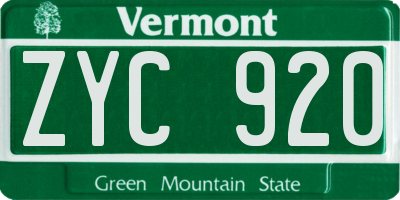 VT license plate ZYC920