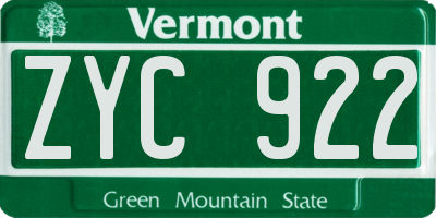 VT license plate ZYC922
