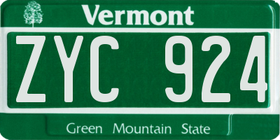 VT license plate ZYC924