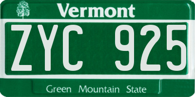 VT license plate ZYC925