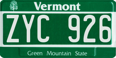 VT license plate ZYC926
