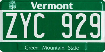 VT license plate ZYC929