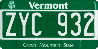 VT license plate ZYC932