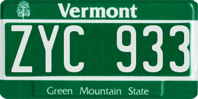VT license plate ZYC933