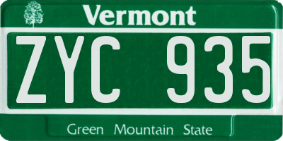 VT license plate ZYC935