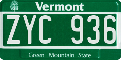 VT license plate ZYC936