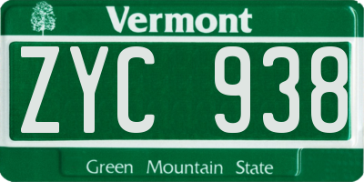 VT license plate ZYC938