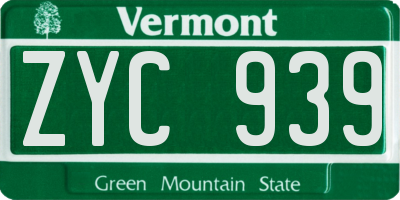 VT license plate ZYC939