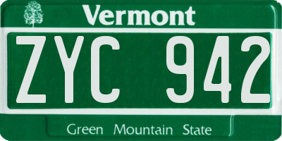 VT license plate ZYC942