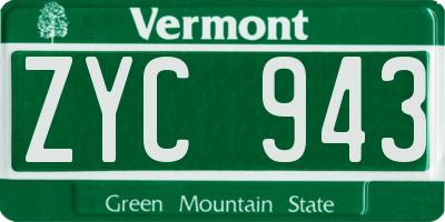 VT license plate ZYC943