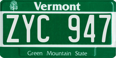 VT license plate ZYC947