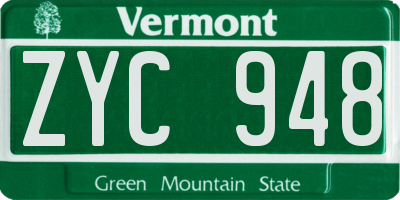 VT license plate ZYC948