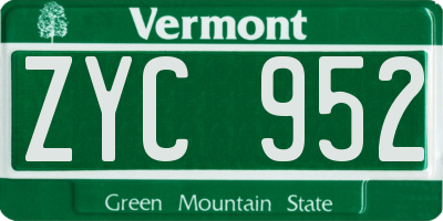 VT license plate ZYC952