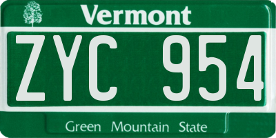 VT license plate ZYC954