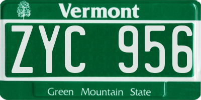 VT license plate ZYC956