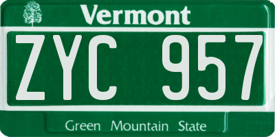 VT license plate ZYC957