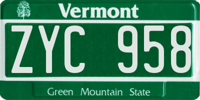 VT license plate ZYC958