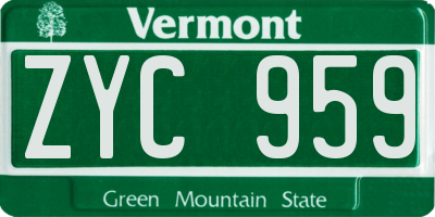 VT license plate ZYC959