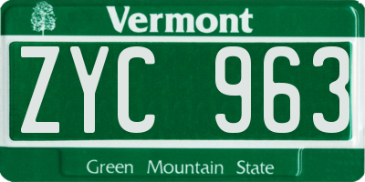VT license plate ZYC963