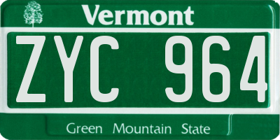 VT license plate ZYC964