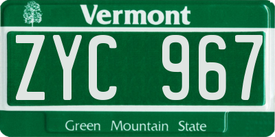 VT license plate ZYC967