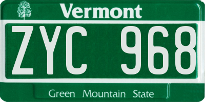 VT license plate ZYC968
