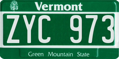 VT license plate ZYC973